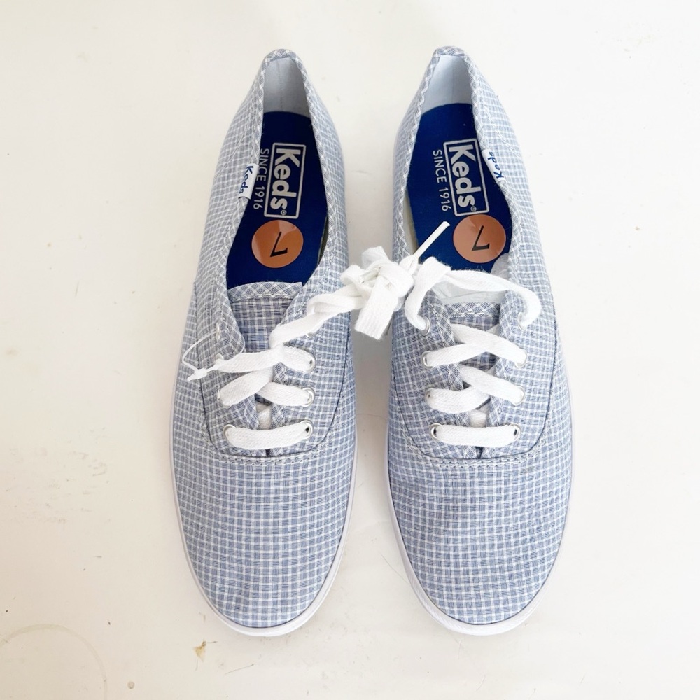 KEDS Women's Light Blue Checkered Sneakers NWOT